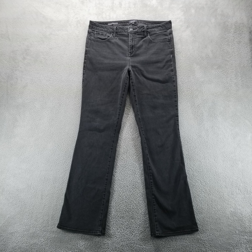 NYDJ Jeans Womens 12 Black Barbara Bootcut Lift Tuck Stretch‎ Preppy Dark Wash